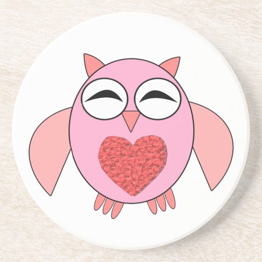 Rosa Liebe Herz Owl Untersetzer (Vorne)
