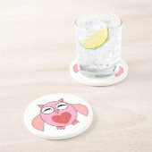 Rosa Liebe Herz Owl Untersetzer (Seite)