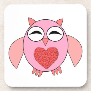 Rosa Liebe Herz Owl Untersetzer