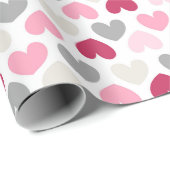 Rosa Liebe Herz Romantische Moderne Giro Geschenkpapier (Rolleneckpunkt)