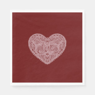 Rosa Liebe Herz Serviette
