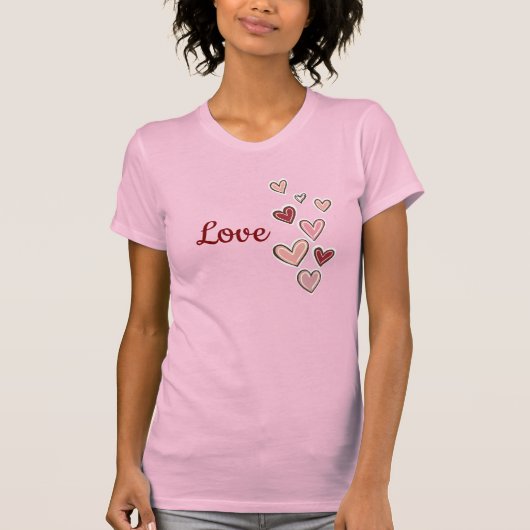 Rosa Liebe Herz T-Shirt (Vorderseite)