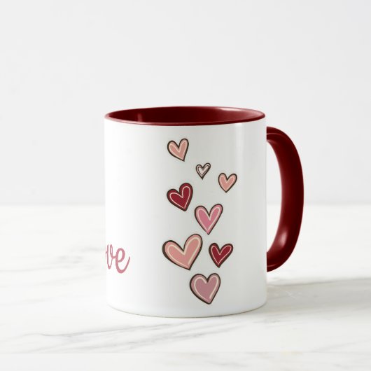 Rosa Liebe Herz Tasse (VorderseiteRechts)