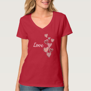 Rosa Liebe Herz (weißer Text) T-Shirt