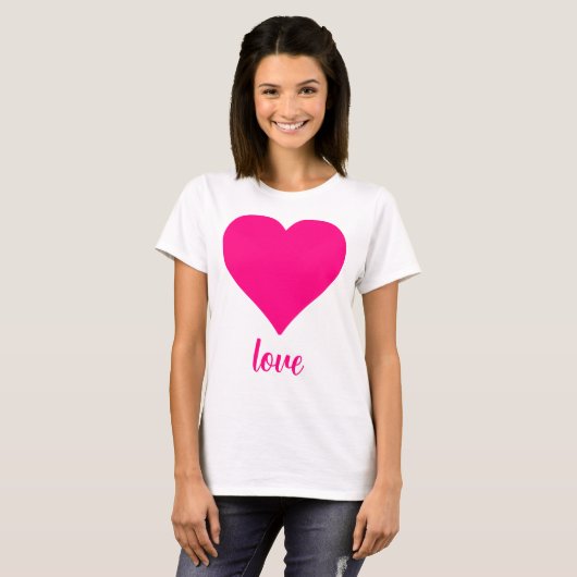 Rosa Liebe Herzform T-Shirt (Vorne ganz)