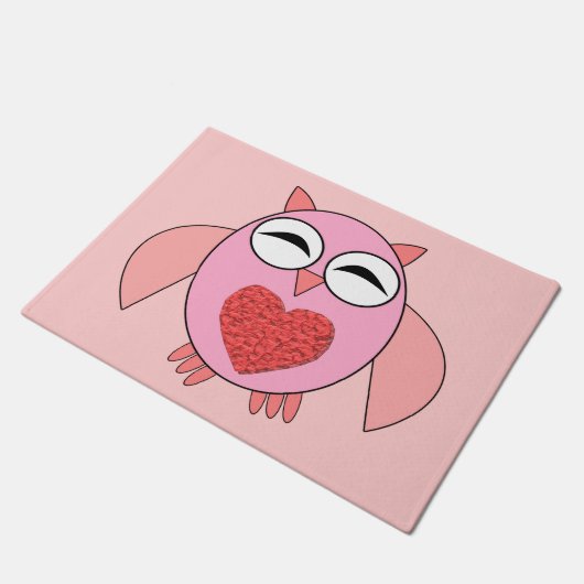 Rosa Liebe Herzklappe Fußmatte (Schrägansicht)