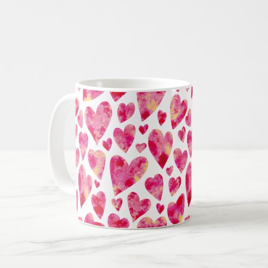 Rosa Liebe Herzmuster Kaffeetasse (Vorderseite Links)
