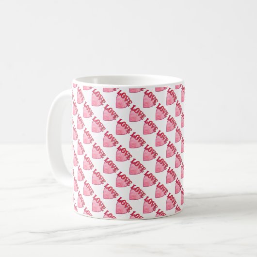 Rosa Liebe Herzmuster Kaffeetasse (Vorderseite Links)