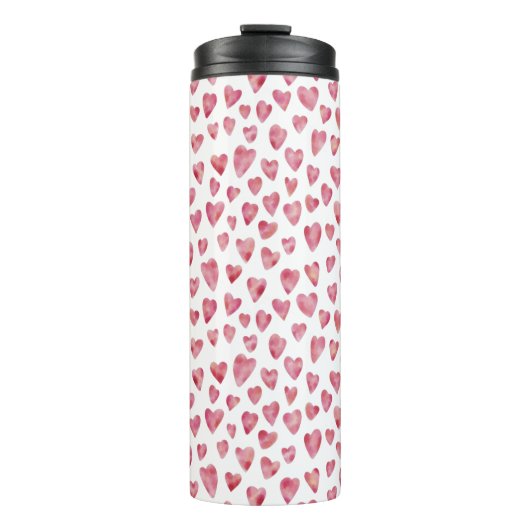 Rosa Liebe Herzmuster Thermosbecher (Vorderseite)
