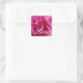 Rosa LIEBE Hochzeitsplatz Rose Quadratischer Aufkleber (Tasche)