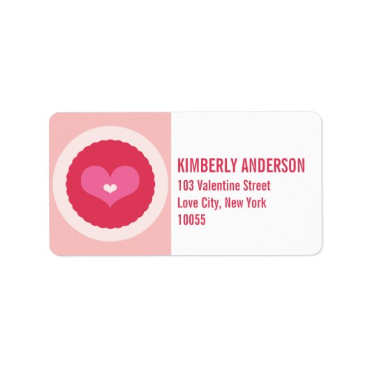Rosa Liebe Hörscallopierte Circle Address Labels Adressaufkleber (Vorne)