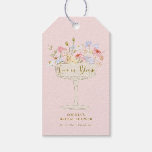 Rosa Liebe im Bloom Brautparty Vielen Dank Geschenkanhänger (Vorderseite)