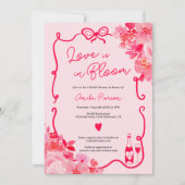 Rosa Liebe im blühenden Brautparty Einladung (Vorderseite)