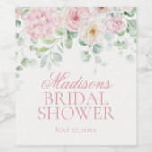 Rosa Liebe im Brautparty Blümflora Hydrangea Weinetikett (Einzelnes Label)