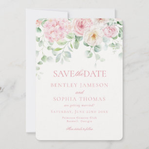 Rosa Liebe in Blüte Florale Save-the-Date-Karte Einladung