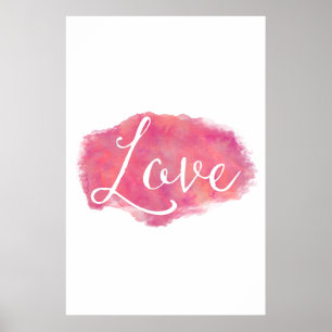 Rosa Liebe Inspiration Wasserfarbe Zitat Poster