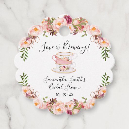 Rosa Liebe ist das Tee-Brautparty brauen Geschenkanhänger (Vorderseite)