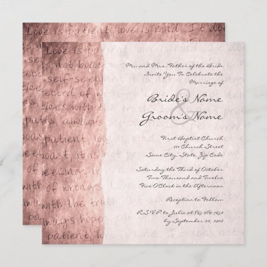 Rosa Liebe ist Einladung zum Hochzeitsfeiern (Vorne/Hinten)