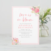Rosa Liebe ist im blühenden Brautparty Einladung (Stehend Vorderseite)