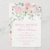 Rosa Liebe ist in Bloom Floral Hydrangea Bridal Einladung (Vorne/Hinten)