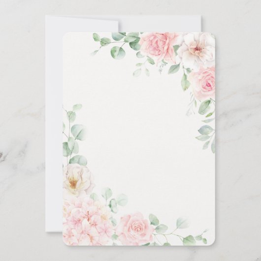 Rosa Liebe ist in Bloom Floral Hydrangea Hochzeit Einladung (Rückseite)