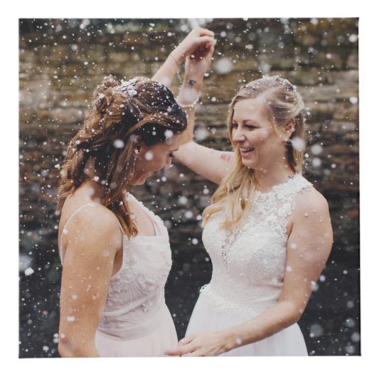 Rosa Liebe ist Liebe Gold Confetti - Hochzeit Foto Würfel (Vorderseite)