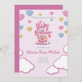 Rosa Liebe Kinderdusche Einladung (Vorne/Hinten)