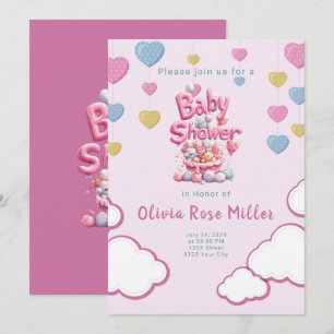 Rosa Liebe Kinderdusche Einladung