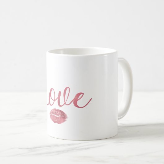 Rosa Liebe Lippen Kaffeetasse (VorderseiteRechts)