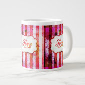 Rosa Liebe mit Streifen Jumbo-Tasse (Vorderseite Rechts)