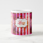 Rosa Liebe mit Streifen Jumbo-Tasse (Vorderseite)