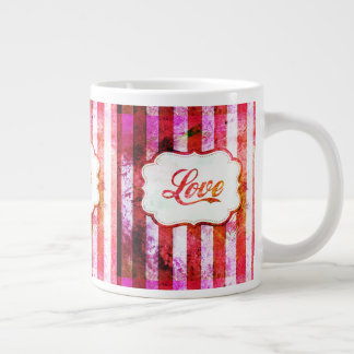 Rosa Liebe mit Streifen Jumbo-Tasse