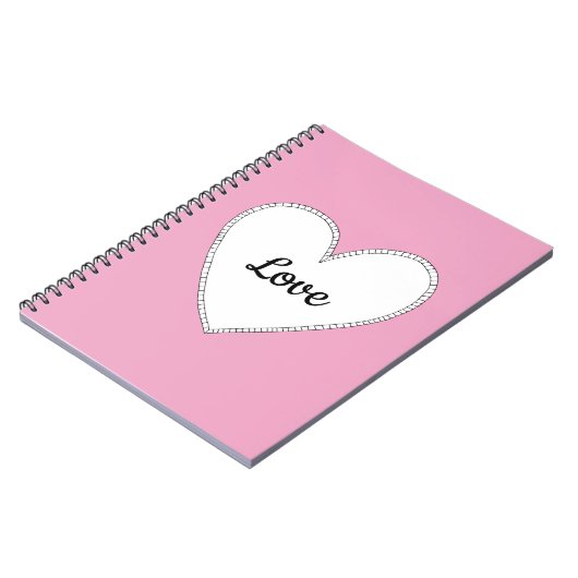 Rosa Liebe mit weißem Herzen Notizblock (Linke Seite)