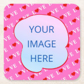 Rosa LIEBE Moderner Chic Rechteckiger Pappuntersetzer (Vorderseite)