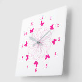 Rosa Liebe - Niedliche Schmetterlinge Quadratische Wanduhr (Winkel)