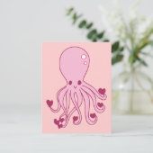 Rosa Liebe Oktopus Postkarte (Stehend Vorderseite)