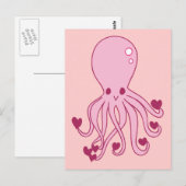 Rosa Liebe Oktopus Postkarte (Vorne/Hinten)