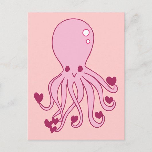 Rosa Liebe Oktopus Postkarte (Vorderseite)