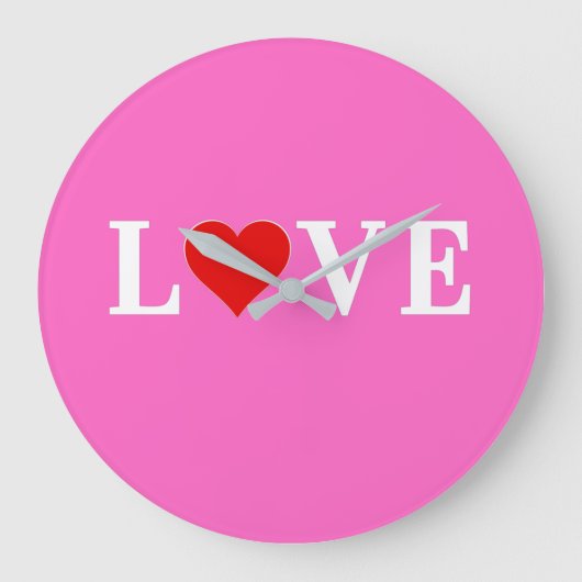 Rosa Liebe Romantisches Elegant Große Wanduhr (Vorderseite)