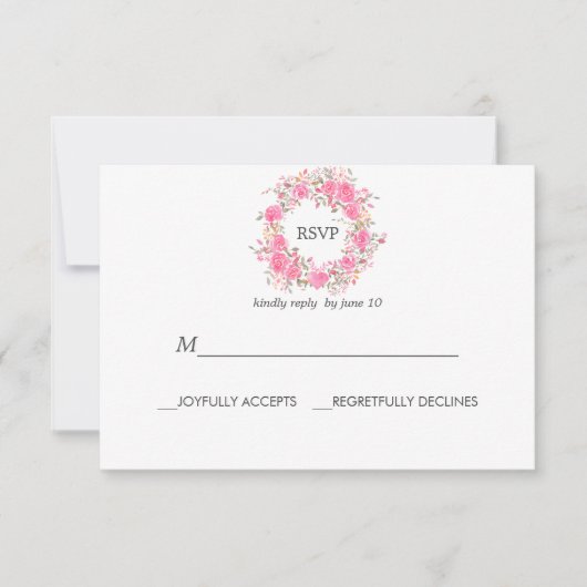 Rosa Liebe | Rose HochzeitsrSVP RSVP Karte (Vorderseite)