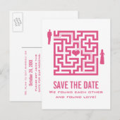 Rosa Liebe Save the Date Maze Postkarte (Vorne/Hinten)
