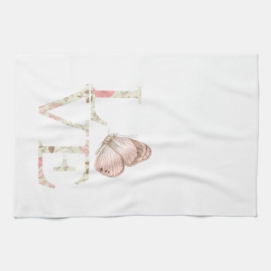 Rosa Liebe Schmetterling Geschirrtuch (Horizontal)