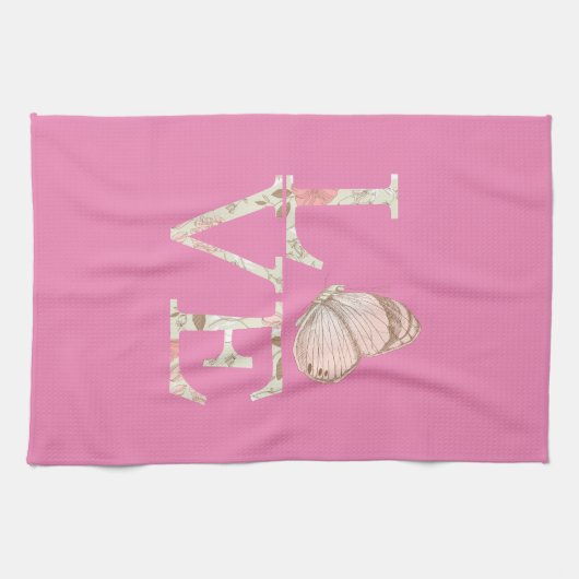 Rosa Liebe Schmetterling Geschirrtuch (Horizontal)