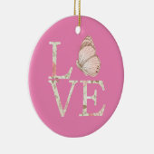 Rosa Liebe Schmetterling Keramik Ornament (Rechts)