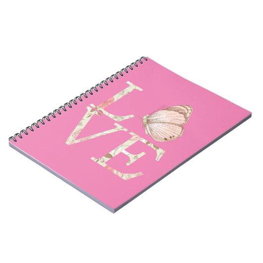 Rosa Liebe Schmetterling Notizblock (Linke Seite)