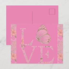 Rosa Liebe Schmetterling Postkarte