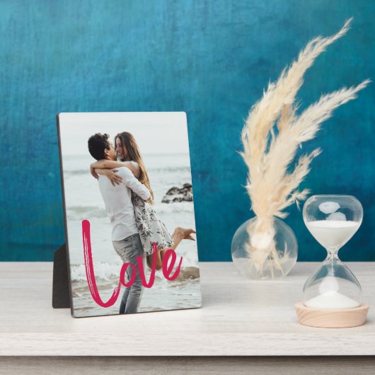 Rosa LIEBE Script Easel Foto Frameless Fotoplatte (Seite)