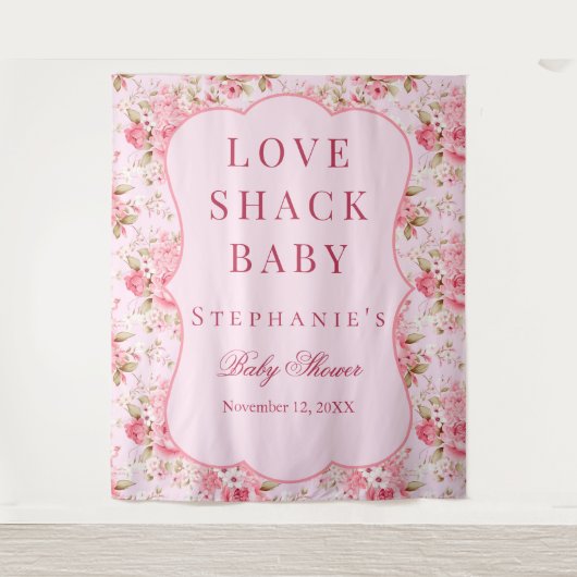 Rosa Liebe Shack Baby Duschkabine Foto Stand Hinte Wandteppich (Vorderseite)