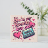 Rosa Liebe Song Retro Valentinstag Feiertagskarte (Stehend Vorderseite)