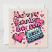 Rosa Liebe Song Retro Valentinstag Feiertagskarte (Vorderseite)